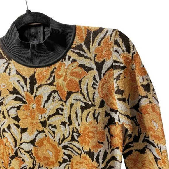 PACO RABANNE Metallic Jacquard-knit Turtleneck Midi Dress - Picture 6 of 12